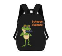 sinyumoney Frog with Gun Mochila Escolar Infantil Impresa En 3D Para Niños, Mochilas De Viaje, Bolsas Para Libros Para Niños Estudiantes De Primaria 17inch