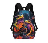 sinyumoney Frogs Playing Guitar in Rain Mochila Escolar Impresa En 3D Para Niños, Mochila Escolar Informal De Moda Para Viajes Para Niños Y Estudiantes 17inch