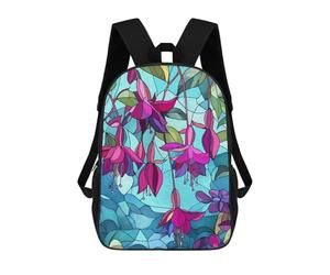 sinyumoney Fuchsia Flowers Stained Glass Mochila, Mochila Infantil, Mochila Escolar Para Estudiantes, Mochila Para Libros, Mochila Escolar Impresa En 3D Para Niños Y Niñas 17inch