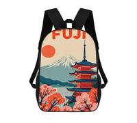 sinyumoney Fuji Mountain And Pagoda Illustration Mochila Escolar Infantil Impresa En 3D Para Niños, Mochila De Viaje De Alta Capacidad, Bolsas Para Libros, Mochila Escolar Infantil 17inch