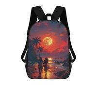 sinyumoney Full Moon Beach Walk Mochila Escolar Infantil De 17 Pulgadas Con Estampado 3D De Películas De Anime Para Niños, Mochila De Viaje, Mochila Escolar Infantil