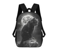 sinyumoney Full Moon Black Panther Mochila Con Bolsillo Mochilas Impresas En 3D, Mochilas De Viaje, Mochilas Para Libros, Mochila Escolar Para Niños 17inch