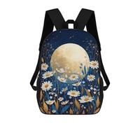 sinyumoney Full Moon Daisy Garden Mochila Escolar Infantil De 17 Pulgadas, Mochila Escolar Impresa En 3D Para Niños De Primaria Y Secundaria