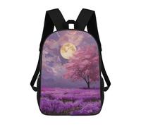 sinyumoney Full Moon Lavender Field Painting Mochilas Infantiles Mochila Escolar Impresa En 3D Para Niños Mochilas De Viaje Bolsas Para Libros Para Niños 17inch Mochila Escolar