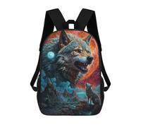 sinyumoney Full Moon Lone Wolf Snarls Mochila Escolar/de Negocios, Resistente, Para Portátil, Para La Escuela/trabajo/viajes 17inch