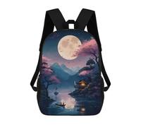 sinyumoney Full Moon The Lake 1 Mochila De Moda Para Papelería, Impermeable, Informal, Para Hombres, Mujeres Y Adolescentes 17inch