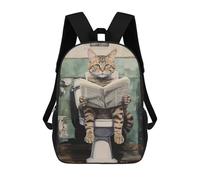 sinyumoney Funny Bathroom Cat Mochila Infantil Para Niñas Y Niños, Mochila De Día, Escuela Primaria, Perfecta Para La Vuelta Al Cole O Educación Física, Regalos Y Viajes 17inch