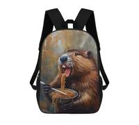 sinyumoney Funny Beaver Ramen Noodles Mochila Escolar Resistente Al Agua, Mochila De Viaje, Bolsa Para Computadora Para Niñas, Niños Y Adolescentes 17inch