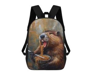 sinyumoney Funny Beaver Ramen Noodles Mochila Escolar Resistente Al Agua, Mochila De Viaje, Bolsa Para Computadora Para Niñas, Niños Y Adolescentes 17inch