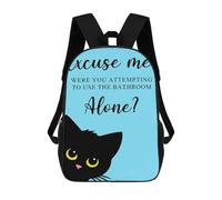 sinyumoney Funny Black Cat Bathroom Mochila Escolar Impresa En 3D Para Niños Mochilas De Viaje De Alta Capacidad Bolsas Para Libros Mochila Escolar Para Niños Mochila 17inch