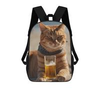 sinyumoney Funny Cat And Beer Mochila Escolar Impresa En 3D Mochila Escolar De Moda Para Niños Mochilas Para Niños Estudiantes De Secundaria 17inch