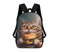 sinyumoney Funny Cat Eating Burger Mochilas Impresas En 3D Para Niños, Mochila Escolar, Mochila Informal Para Exteriores, Mochila Informal De Moda Para Niños, Lindas Bolsas De Viaje 17inch