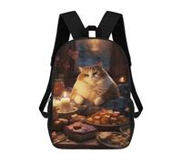 sinyumoney Funny Cat Food Party Snack Mochila Escolar Infantil Impresa En 3D Para Niños, Mochilas De Viaje De Alta Capacidad, Bolsas Para Libros, Mochila Escolar Infantil 17inch