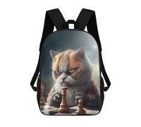 sinyumoney Funny Cat Playing Chess Mochila Escolar Para Niñas Y Niños, Mochilas De Gran Capacidad, Mochilas Ligeras Para Niños Y Estudiantes 17inch