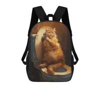 sinyumoney Funny Cat Taking A Selfie at Bathroom Mochila Escolar Infantil De Moda Informal Mochilas Infantiles Impresas En 3D Mochila Grande Para Niño 17inch