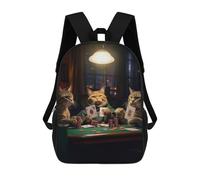 sinyumoney Funny Cats Playing Poker Mochila Escolar Para Niños, Mochila Escolar Impresa En 3D Para Estudiantes De Primaria Y Secundaria 17inch