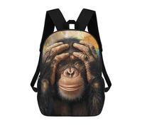 sinyumoney Funny Chimpanzee Portrait Mochila Escolar Para Niños Mochila Escolar Impresa En 3D Mochila Escolar De Moda Para Niños De Primaria Y Secundaria 17inch