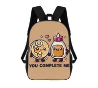 sinyumoney Funny Couple, You Complete Me - Cute Pancakes & Syrup Mochila Escolar Grande Para Niños - Perfecta Para Viajes, Trabajo Y Uso Diario 17inch