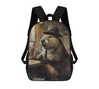 sinyumoney Funny Dressed Beaver Hat Mochila Escolar De 17 Pulgadas Para Adolescentes, Con Estampado 3D, Ajustable Y Con Bolsillos, Ideal Para Niños, Niñas Y Estudiantes.