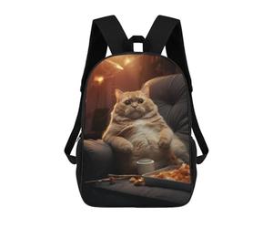 sinyumoney Funny Fat Cat Food Chill Mochila Escolar Resistente Al Agua, Mochila De Viaje, Bolsa Para Computadora Para La Escuela/trabajo/viajes 17inch