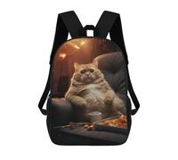 sinyumoney Funny Fat Cat Food Chill Mochilas Infantiles Mochila Escolar Impresa En 3D Para Niños Mochilas De Viaje Bolsas Para Libros Para Niños 17inch Mochila Escolar