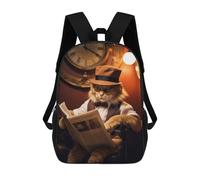 sinyumoney Funny Fluffy Cat Reading Mochilas Infantiles Impresas En 3D De 17 Pulgadas. Mochila Escolar Informal Impresa En 3D Para Niños De Primaria Y Secundaria.