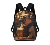 sinyumoney Funny French Bulldog Beer Mochila Infantil Para Niñas, Mochila Escolar 3D, Mochila Para Niños Pequeños, Mochila Informal De Día, Mochila Escolar De Moda 17inch