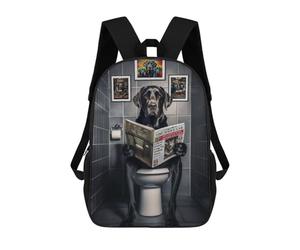 sinyumoney Funny Labrador on Toilet Mochila Escolar Impresa En 3D Para Niños Y Niñas, Mochila Escolar, Mochila De Viaje Para Niños 17inch