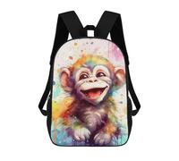 sinyumoney Funny Little Chimpanzee Mochila Escolar Impresa En 3D 17inch Mochila Escolar Infantil Mochilas De Viaje Mochila Informal De Moda Para Niños Y Estudiantes