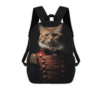 sinyumoney Funny Napoleon Tabby Cat Mochila Escolar Impresa En 3D Para Niños Y Niñas, Mochila Para Portátil Para Niños/estudiantes/adultos 17inch