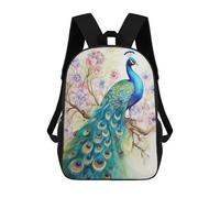 sinyumoney Funny Peacock Watercolor Mochila Grande Escolar Para Niños - Perfecta Para Viajes, Trabajo Y Uso Diario 17inch