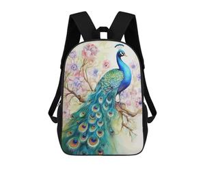 sinyumoney Funny Peacock Watercolor Mochila Grande Escolar Para Niños - Perfecta Para Viajes, Trabajo Y Uso Diario 17inch