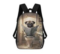 sinyumoney Funny Pug in Toilet Mochilas Para Niños Mochila Escolar Mochila Escolar Impresa En 3D Para Niños Estudiantes De Primaria Y Secundaria 17inch