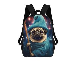 sinyumoney Funny Pug Wizard Pixel Art Mochila Infantil Escolar Para Niños Con Estampado 3D De Dibujos Animados, Mochila Escolar Para Estudiantes, Mochila Para Portátil Para Niños Y Niñas 17inch