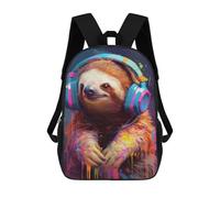 sinyumoney Funny Sloth DJ Mochila Escolar Mochilas Escolares Para Niñas Y Niños Mochila Con Bolsillo Mochila Escolar De Moda Mochila Infantil 17inch