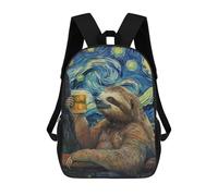 sinyumoney Funny Sloth Drinking Beer Mochila Escolar Para Niños, Mochila Escolar De Gran Capacidad Para Niños, Mochila Escolar 3D, Regalos Para Niños 17inch
