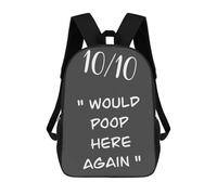 sinyumoney Funny Toilet Quote Review Mochila Infantil, Mochila Escolar Infantil, Mochilas Escolares Impresas En 3D Para Niños Y Estudiantes Adolescentes 17inch