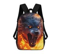 sinyumoney Furious Scary Wolf Fire Mochilas De 17 Pulgadas Para Niños, Mochilas Escolares Impresas En 3D Para Estudiantes De Primaria Y Secundaria, Para Niños Y Niñas.