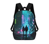sinyumoney Future Neon City Couple Mochila Infantil De 17 Pulgadas, Mochila Escolar Con Estampado 3D De Dibujos Animados Para Niños Y Adolescentes.