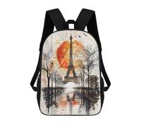 sinyumoney Futuristic Abstract Vision - Mochila escolar grande con retrato cubista de neón para niños, para camping, aventuras al aire libre y viajes diarios, Historic Echoes - Collage parisino Sunset
