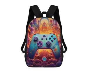 sinyumoney Futuristic Gaming Controller Artwork Mochila Escolar Infantil Con Impresión 3D, Mochila Escolar Informal Para Niños De Primaria Y Secundaria 17inch