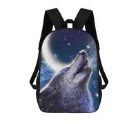 sinyumoney Galactic Bunny Majesty Mochila Escolar Mochila de Papelería de Moda Mochila Impermeable Ocio para Escuela/Trabajo/Viajes, Wolf Howling At Moon, 17"
