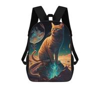 sinyumoney Galactic Cat Adventure Mochila Escolar Para Niños Mochila Escolar Impresa En 3D Mochila Escolar De Moda Para Niños De Primaria Y Secundaria 17inch