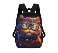 sinyumoney Galactic Cat Glasses Mochila Escolar Infantil De 17 Pulgadas, Impresa En 3D, Estilo Casual, Para Niños, Ideal Para Viajes, Como Mochila Escolar O Para Llevar Libros.