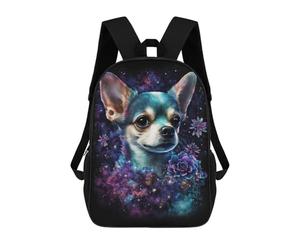 sinyumoney Galactic Chihuahua with Flowers -3 Mochila Escolar Grande Resistente Al Agua Para Portátil Para Niñas Y Adolescentes 17inch