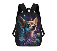 sinyumoney Galactic Chihuahua with Flowers Mochilas Para Niños 17inch Mochila Escolar Mochila Escolar Impresa En 3D Para Niños De Primaria Y Secundaria