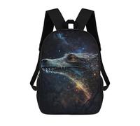sinyumoney Galactic Crocodile Art Print-20 Mochila Escolar De 17 Pulgadas Para Adolescentes, Con Estampado 3D, Ajustable Y Con Bolsillos, Ideal Para Niños, Niñas Y Estudiantes.