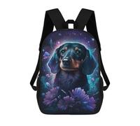 sinyumoney Galactic Dachshund with Flowers -7 Mochila Escolar Infantil De 17 Pulgadas Con Estampado 3D, Mochila Moderna Para Niños, Mochilas De Viaje, Bolsas Para Libros, Mochila Escolar Infantil