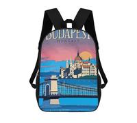sinyumoney Galactic Deer Dreamscape -2 Mochila Escolar Para Trabajo, Negocios, Estudios, Trabajo O Viajes, Budapest Cityscape Sunset, 17"