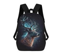 sinyumoney Galactic Deer Portrait Mochila Infantil De 17 Pulgadas, Mochila Escolar Con Estampado 3D De Dibujos Animados Para Niños Y Adolescentes.